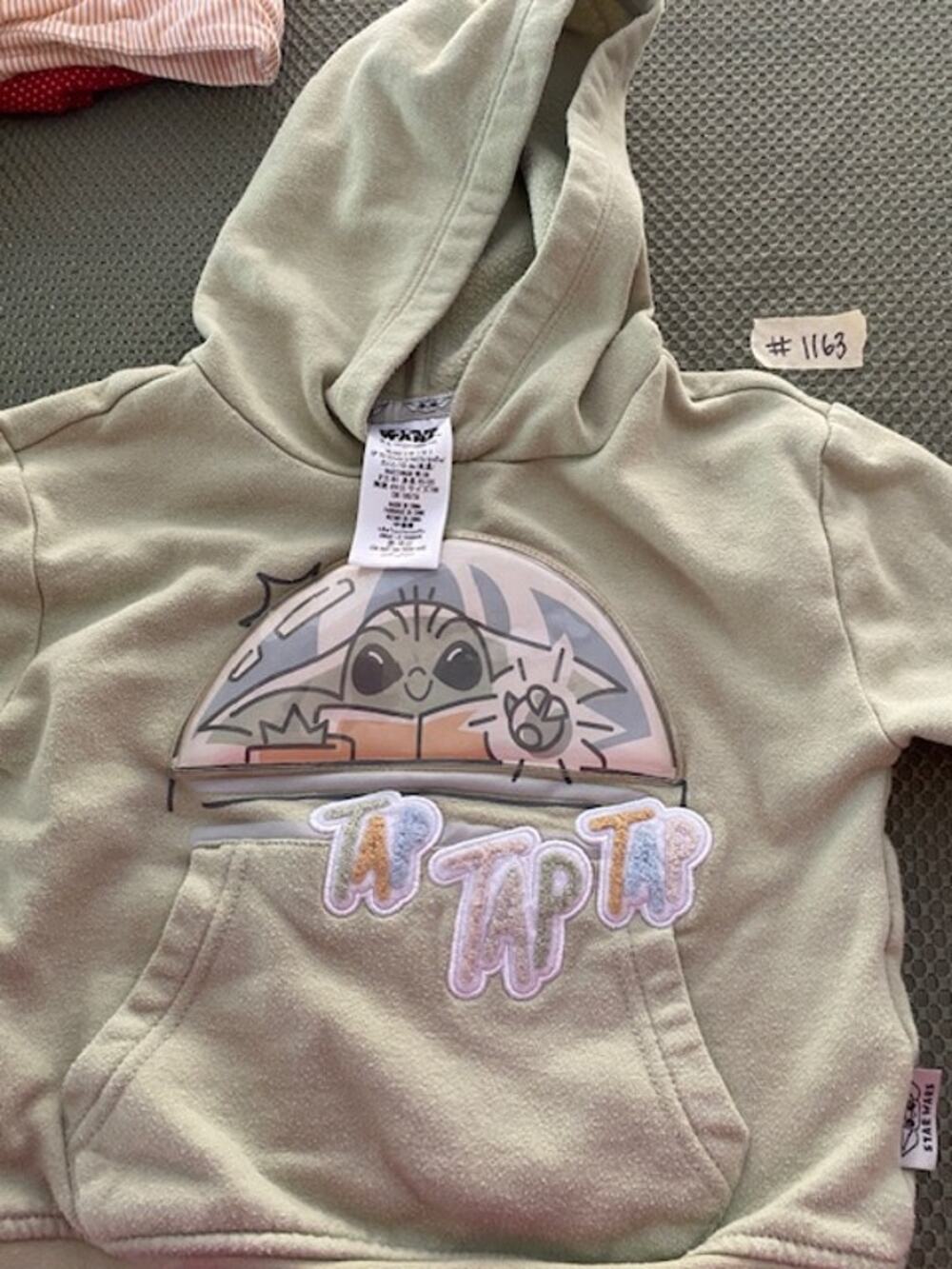 Star Wars Grogu Baby Yoda Toddler Hoodie Sweatshirt Green Pullover Size 3T